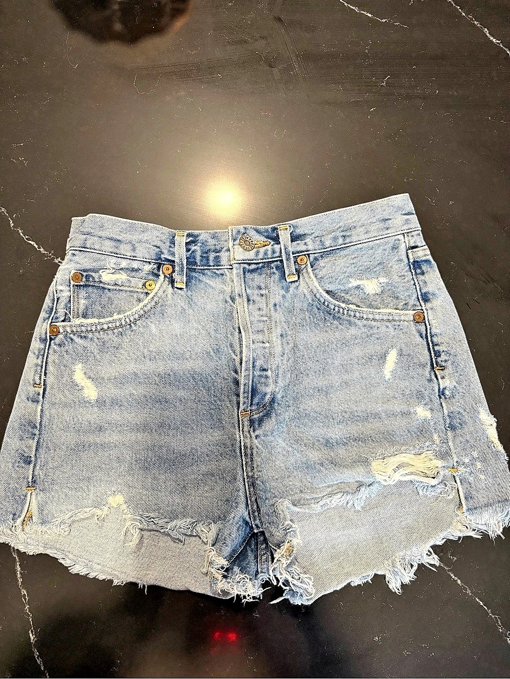 AGOLDE Parker Vintage Cut Off Short Jean Shorts Waist 26 Blue
